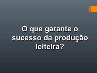 O que garante oO que garante o
sucesso dasucesso da produçãoprodução
leiteira?leiteira?
 
