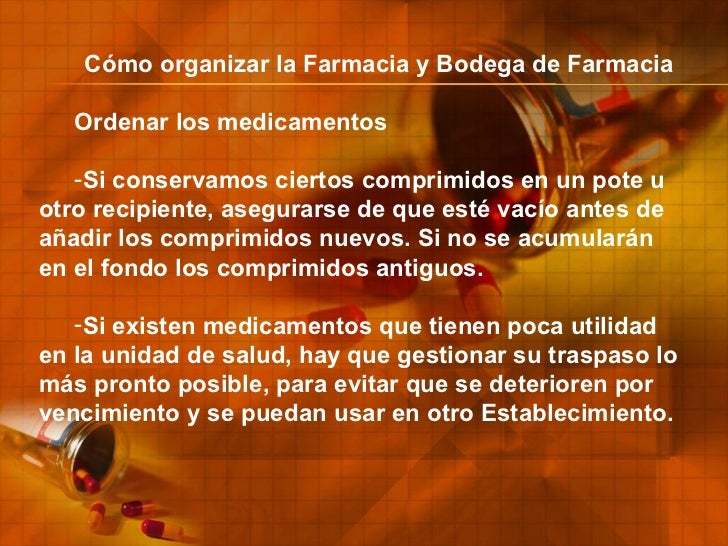 Manejo de Stock y Almacenamiento de Medicamentos en Bodega de Farmacia