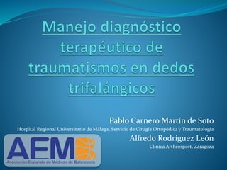 Pablo Carnero Martín de Soto
Hospital Regional Universitario de Málaga, Servicio de Cirugía Ortopédica y Traumatología
Alfredo Rodríguez León
Clínica Arthrosport, Zaragoza
 