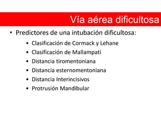Vía aérea dificultosa Predictores de una intubación dificultosa: Clasificación de Cormack y Lehane