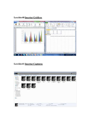 Lección40 Insertar Gráficos
Lección41 Insertar Capturas
 
