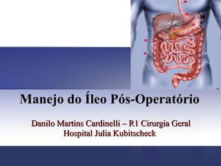 Manejo do Íleo Pós-Operatório   Danilo Martins Cardinelli – R1 Cirurgia Geral Hospital Julia Kubitscheck 