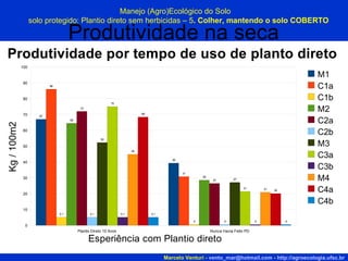 Produtividade na seca Manejo (Agro)Ecológico do Solo solo protegido: Plantio direto sem herbicidas – 5 . Colher, mantendo o solo COBERTO Marcelo Venturi -  [email_address]  -  http://agroecologia.ufsc.br 