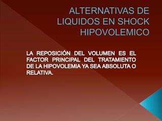 Manejo enfermero del paciente con shock hipovolemico | PPTX