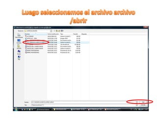 Luego seleccionamos el archivo archivo/abrir