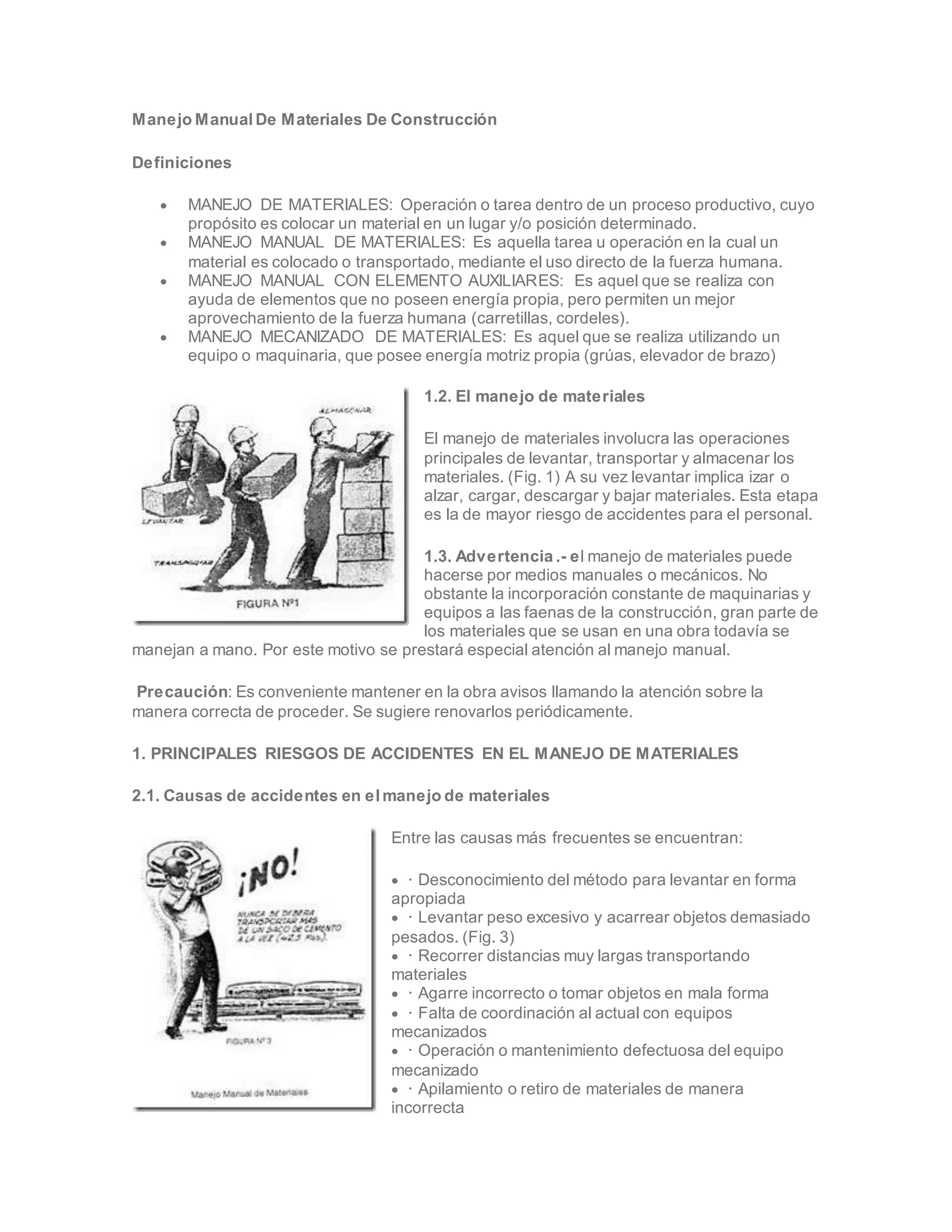 Manejo manual de materiales de construcción | DOCX