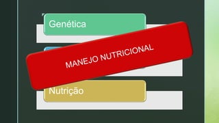 z
Genética
Ambiente
Nutrição
 