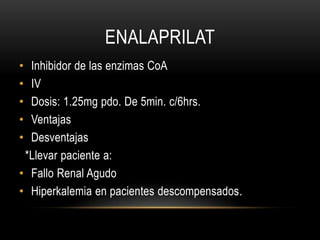 Hipertensión preoperativoFrecuentemente es Urgencia no ER.Relacionado con bradicardia, taquicardia e HTA.Incidencia de aumento TA >160mmHg en HTA para Cx no cardíaca <10%.  1990Si es de ER disminuir TA para evitar sangrado y daño órganos vitales.Fallecimientos por causas cardíacas a < 30 días de post-Qx refiere HTA por historia. 1996Síndrome Clonidina