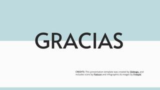 CREDITS: This presentation template was created by Slidesgo, and
includes icons by Flaticon and infographics & images by Freepik
GRACIAS
 