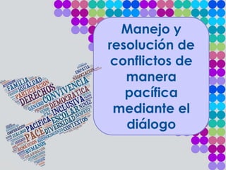 Manejo y
resolución de
conflictos de
manera
pacífica
mediante el
diálogo
 