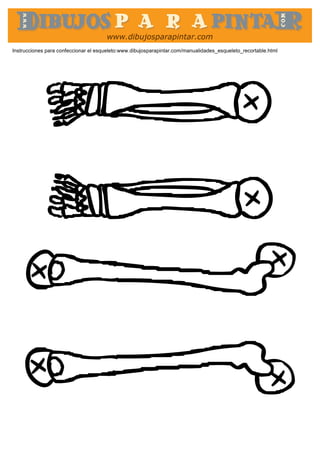 www.dibujosparapintar.com
Instrucciones para confeccionar el esqueleto:www.dibujosparapintar.com/manualidades_esqueleto_recortable.html
 