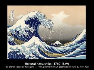 Hokusai Katsushika (1760-1849)
« La grande vague de Kanagawa » (1831, première des 36 estampes des vues du Mont Fuji)
 