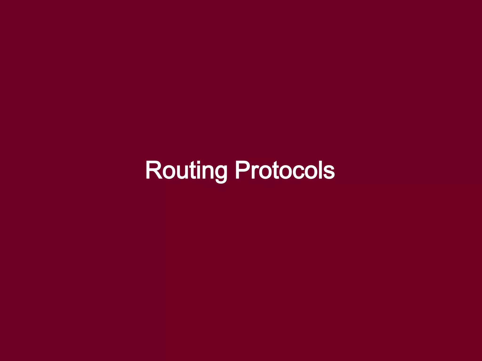 Routing Protocols
 