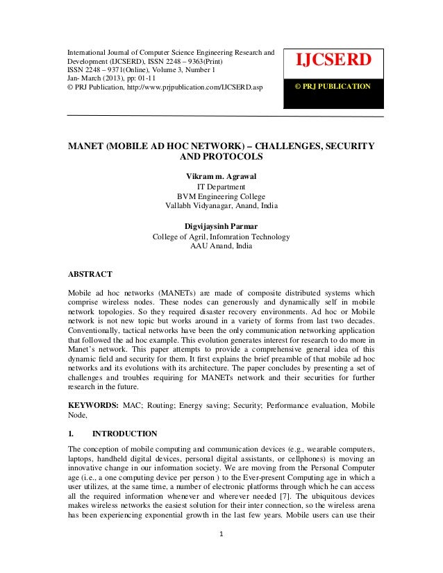 Manet mobile ad hoc network – challenges, security and Manet mobile ad hoc network – challenges, security and