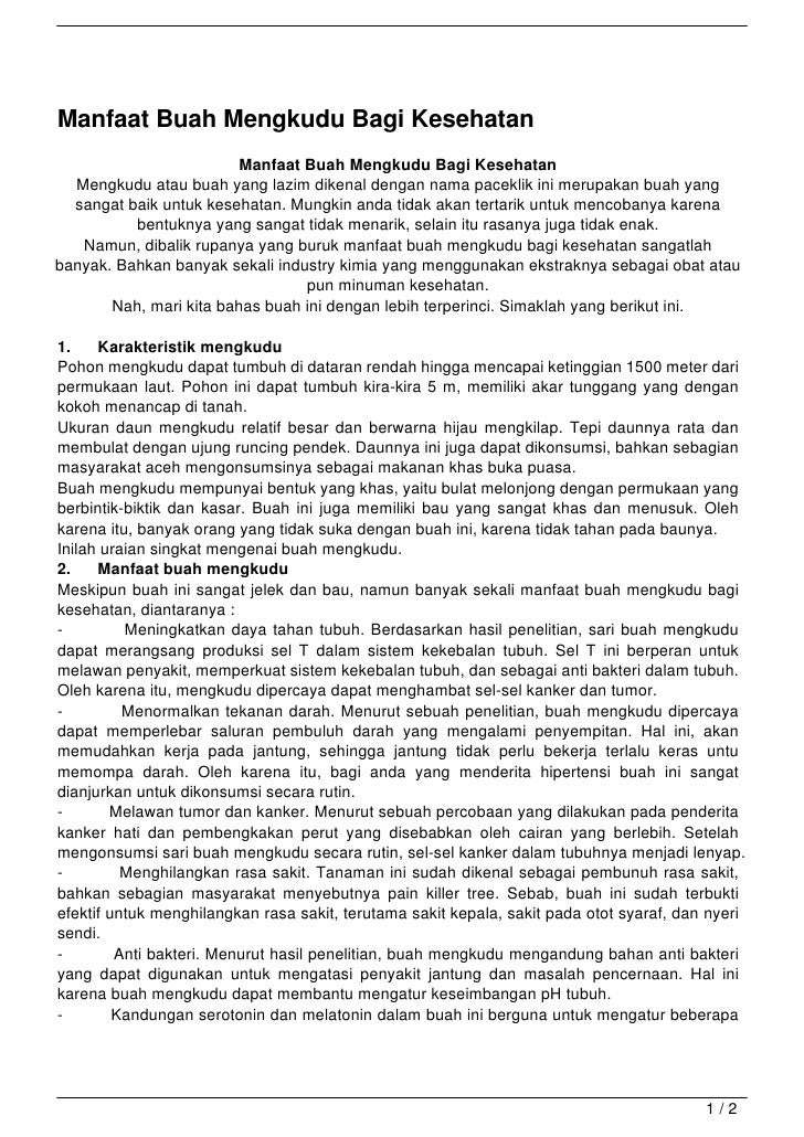 Manfaat Buah Mengkudu (Cangkudu) Bagi Kesehatan