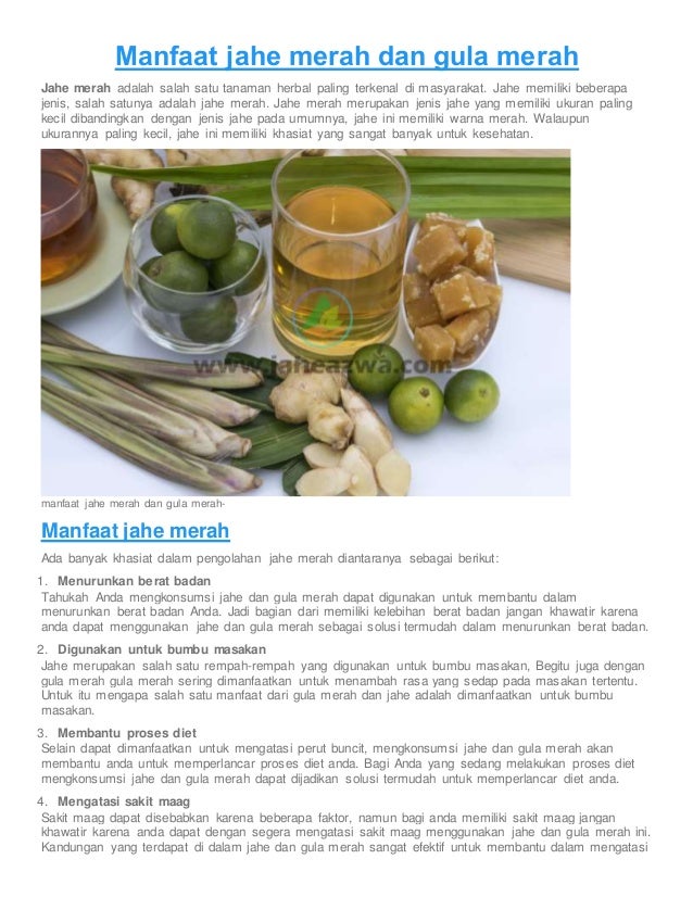 Manfaat Jahe Merah Dan Gula Merah