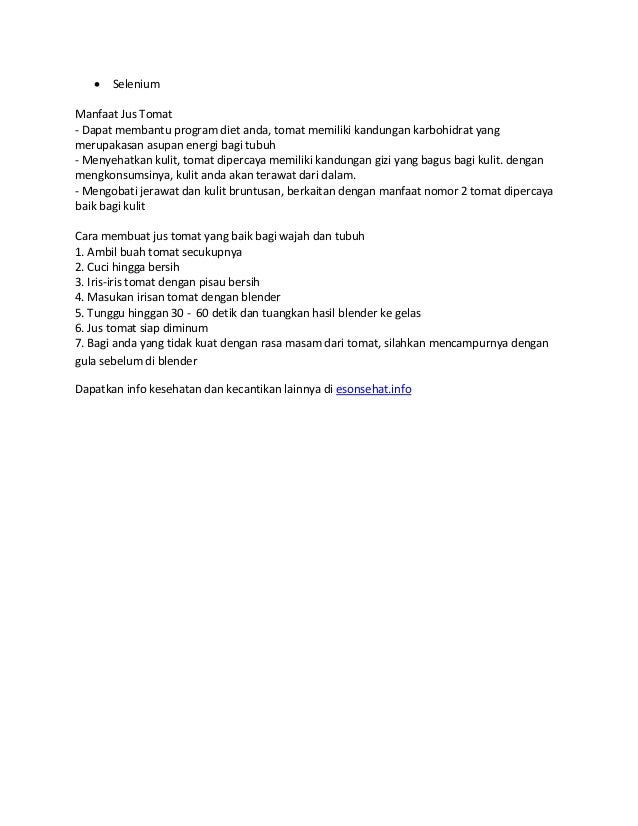 Manfaat Jus Tomat Untuk Kulit Wajah