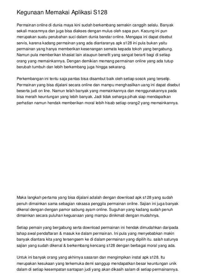 Kegunaan Memakai Aplikasi S128
