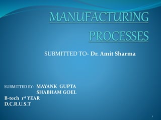 SUBMITTED TO- Dr. Amit Sharma
1
SUBMITTED BY- MAYANK GUPTA
SHABHAM GOEL
B-tech 1st YEAR
D.C.R.U.S.T
 