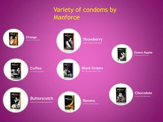 Variety of condoms by
Manforce
 