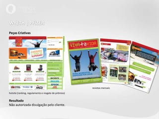 WYETH | PFIZERPeças CriativasResultadoNão autorizada divulgação pelo cliente.revistas mensaishotsite (ranking, regulamento e resgate de prêmios)