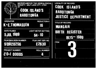 Mangaia birth register 1975 1984