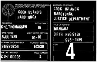 Mangaia birth register 1985-1989