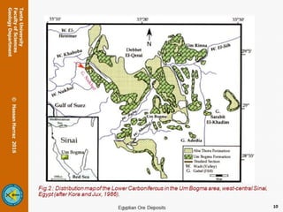 Fig.2 : Distribution map of the Lower Carboniferous in the Um Bogma area, west-central Sinai,
Egypt (after Kora and Jux, 1986).
10
 