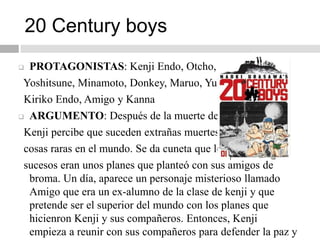 FullmetalAlchemist - Hiromu ArakawaDeath NotePROTAGONISTAS: Light Yagami, L(L Lawliet), Ryuk, Misa, Mello, NearARGUMENTO: Light Yagami es el mejor  estudiante de Japón. Un día, Yagamiencuentra un cuaderno llamado “Death Note” que dejó Ryuk (shinigami). Como su nombre   indica, consiste en matar a la gente que está escrito su nombre en él. Yagami empieza escribiendo nombres de personas que considera enemigos. Se convierte en un matador en cubierto y L, Mello y Near persiguen a Yagami para detenerle. 