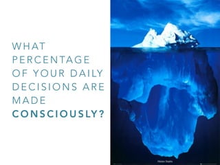 W H AT
P E R C E N TA G E
O F Y O U R D A I LY
D E C I S I O N S A R E
M A D E
C O N S C I O U S LY ?
 