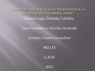 Danna Lugo, Daniela Cubides,

Lina González y Nicolás Andrade

   Zoraida Llanos Gerardino

            802 J.M

            G.B.M

             2013
 