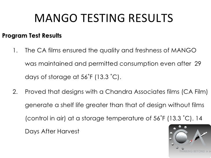 Mango Shelf Life Testing