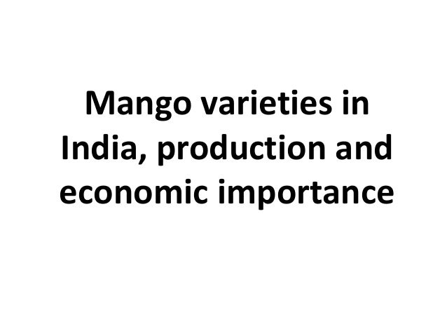 Mango varieties in
India, production and
economic importance
 