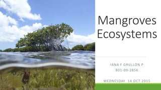 Mangroves
Ecosystems
IANA F GRULLÓN P
801-09-2856
WEDNESDAY 14 OCT 2015
 