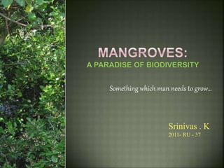 Something which man needs to grow…
Srinivas . K
2011- RU - 37
 