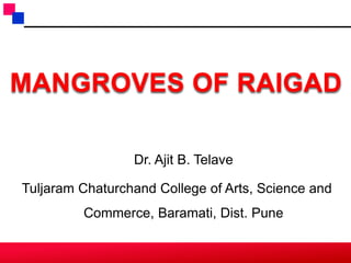 Dr. Ajit B. Telave
Tuljaram Chaturchand College of Arts, Science and
Commerce, Baramati, Dist. Pune
MANGROVES OF RAIGAD
 