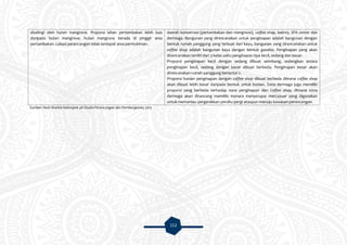 112
Sumber: Hasil Analisis Kelompok 3A Studio Perancangan dan Pembangunan, 2015
diselingi oleh hutan mangrove. Proporsi lahan pertambakan lebih luas
daripada hutan mangrove. hutan mangrove berada di pinggir area
pertambakan. Lokasi perancangan tidak terdapat area permukiman.
daerah konservasi (pertambakan dan mangrove), coffee shop, bakrey, SPA center dan
dermaga. Bangunan yang direncanakan untuk penginapan adalah bangunan dengan
bentuk rumah panggung yang terbuat dari kayu, bangunan yang direncanakan untuk
coffee shop adalah bangunan kayu dengan bentuk gazebo. Penginapan yang akan
direncanakan terdiri dari 3 kelas yaitu penginapan tipe kecil, sedang dan besar.
Proporsi penginapan kecil dengan sedang dibuat seimbang, sedangkan antara
penginapan kecil, sedang dengan besar dibuat berbeda. Penginapan besar akan
direncanakan rumah panggung berlantai 2.
Proporsi hunian penginapan dengan coffee shop dibuat berbeda dimana coffee shop
akan dibuat lebih besar daripada bentuk untuk hunian. Zona dermaga juga memiliki
proporsi yang berbeda terhadap zona penginapan dan Coffee shop, dimana zona
dermaga akan dirancang memiliki menara menyerupai mercusuar yang digunakan
untuk memantau pergerakkan perahu pergi ataupun menuju kawasan perancangan.
 