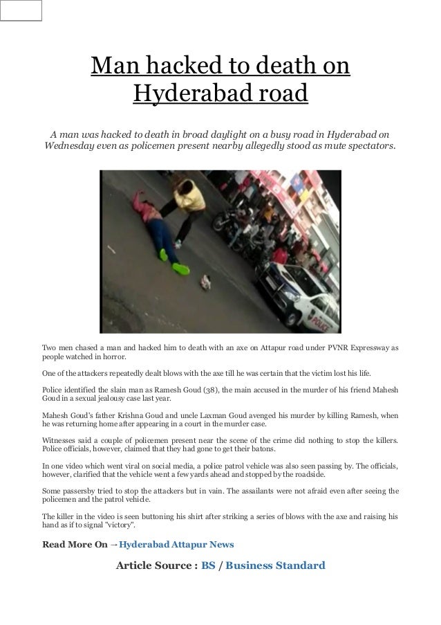 Man Hacked To Death On Hyderabad Road - 