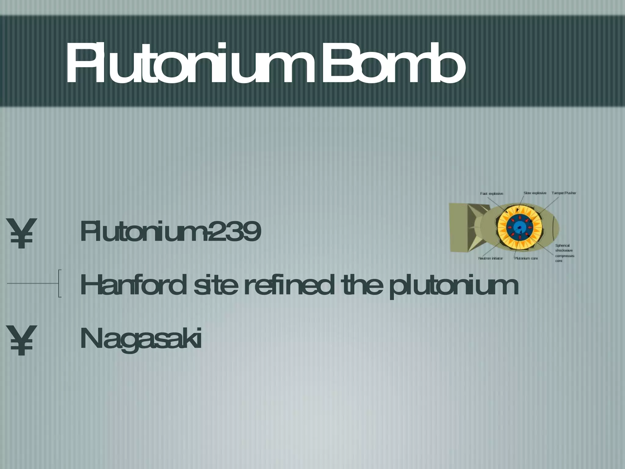 Plutonium Bomb Plutonium-239 Hanford site refined the plutonium Nagasaki 