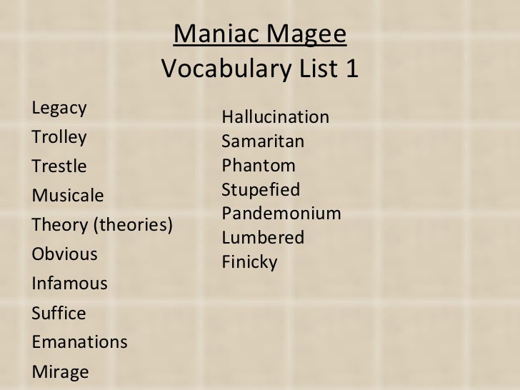 Maniac Magee List 1