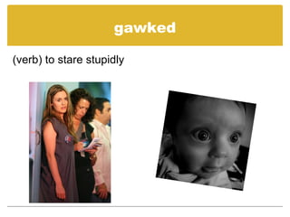 gawked
(verb) to stare stupidly
 