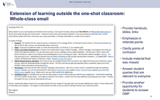 SMU Classification: Restricted
Extension of learning outside the one-shot classroom:
Whole-class email
32
• Provide handou...