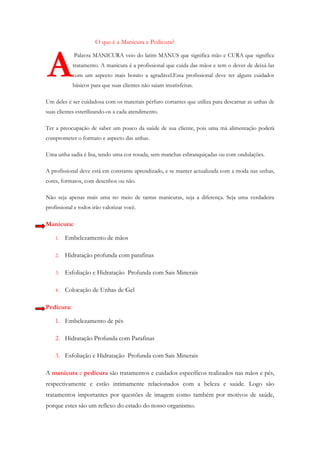 Trabalho de Manicura e pedicura