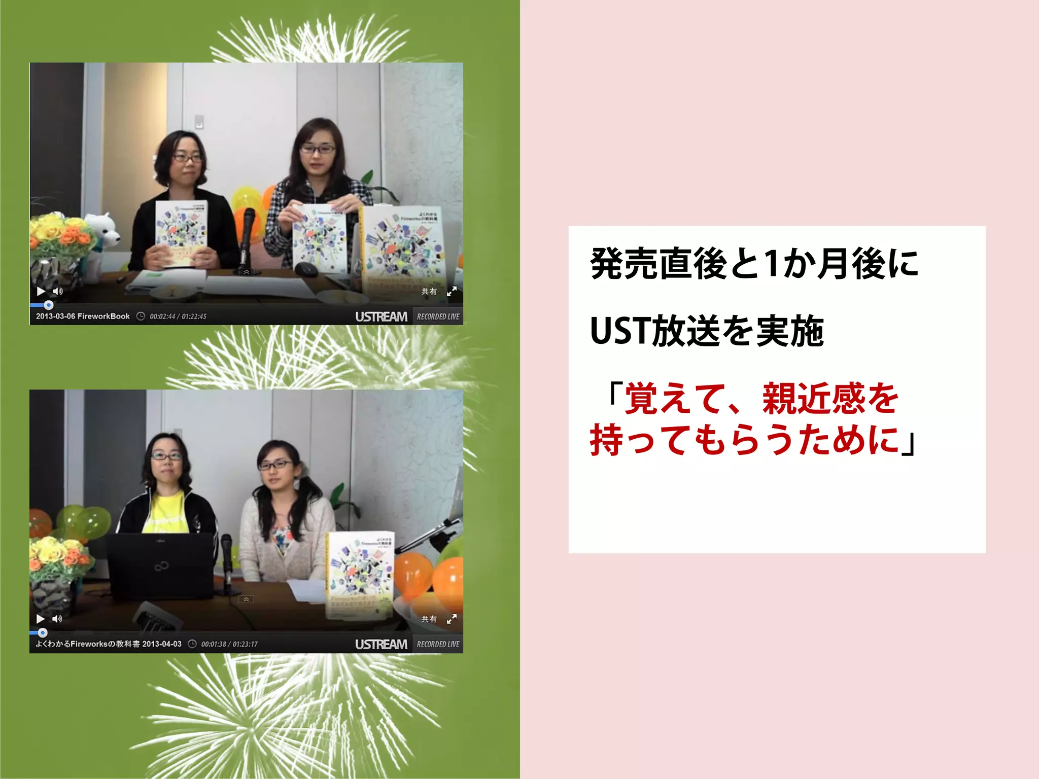 発売直後と1か月後に
UST放送を実施
「覚えて、親近感を
持ってもらうために」
 