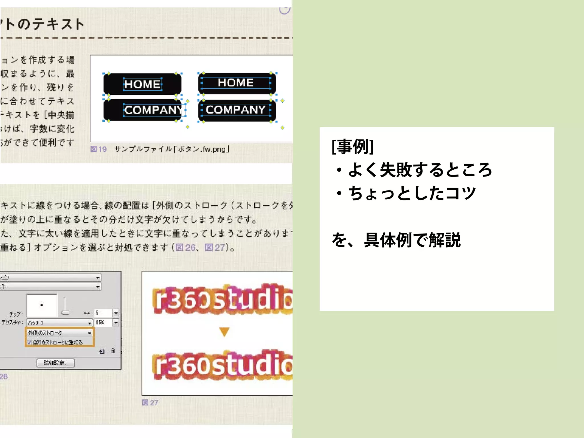 [事例]
・よく失敗するところ
・ちょっとしたコツ
を、具体例で解説
 