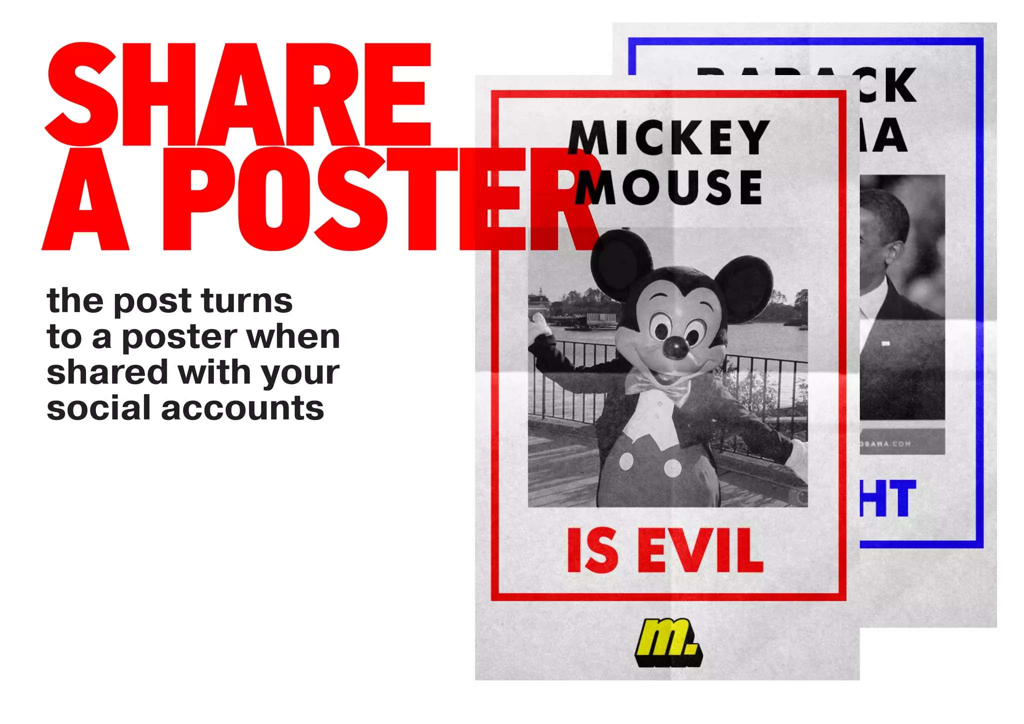 SHARE
A POSTER
the post turns
to a poster when
shared with your
social accounts
 