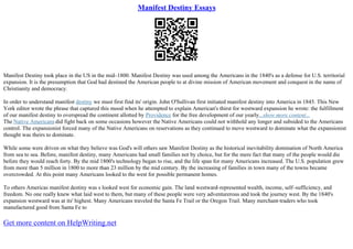 Manifest Destiny Essays | PPT