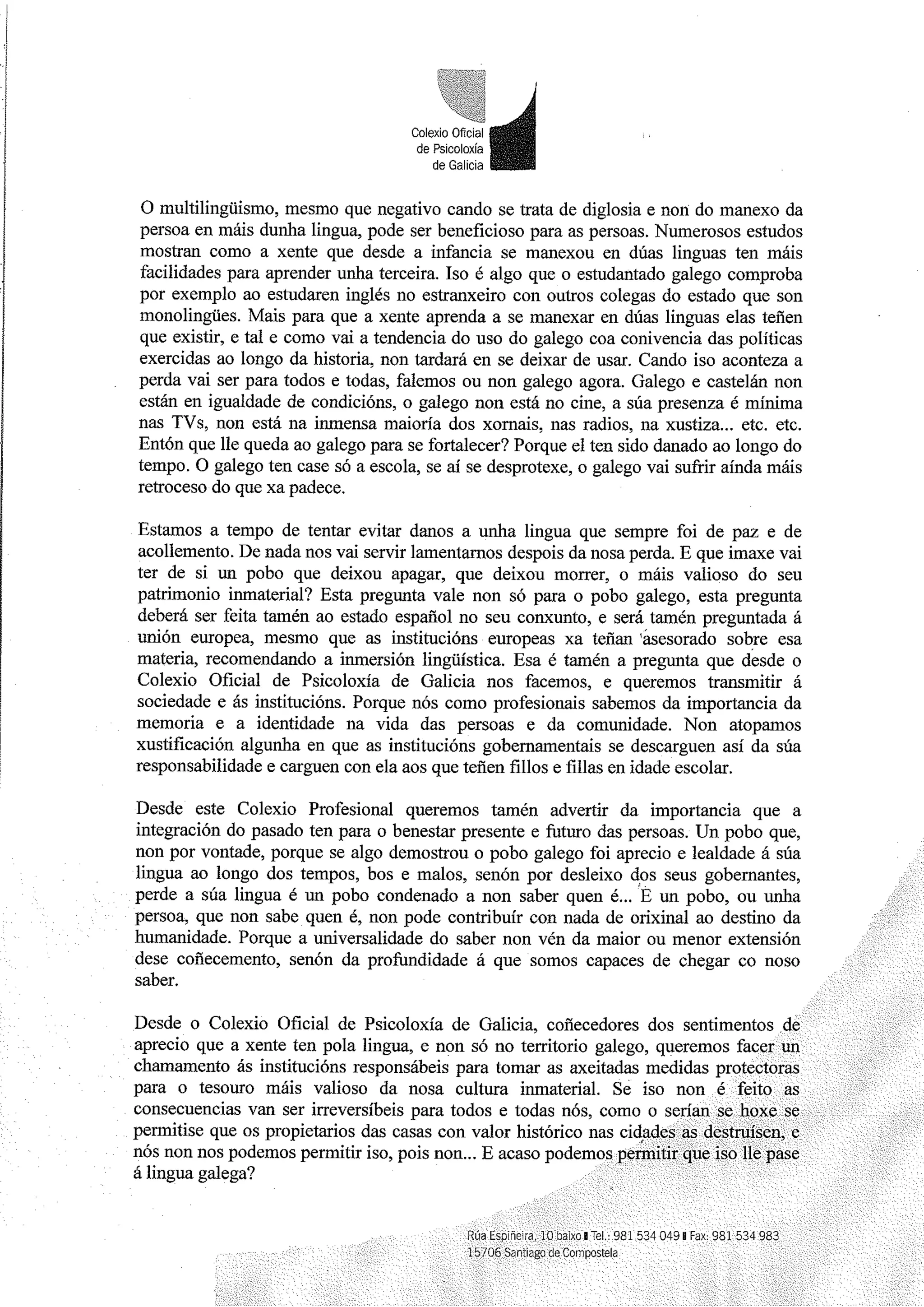 Manifesto Do Copg Sobre A Lingua | PDF