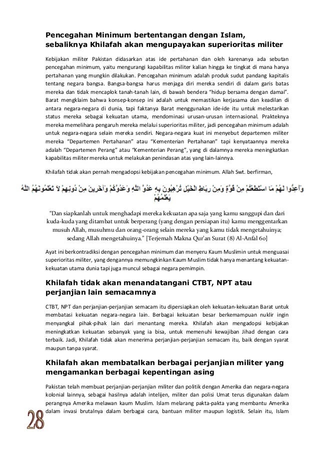 Manifesto Hizbut Tahrir Untuk Pakistan