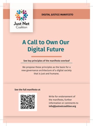 DIGITAL JUSTICE MANIFESTO. A Call to Own Our Digital Future